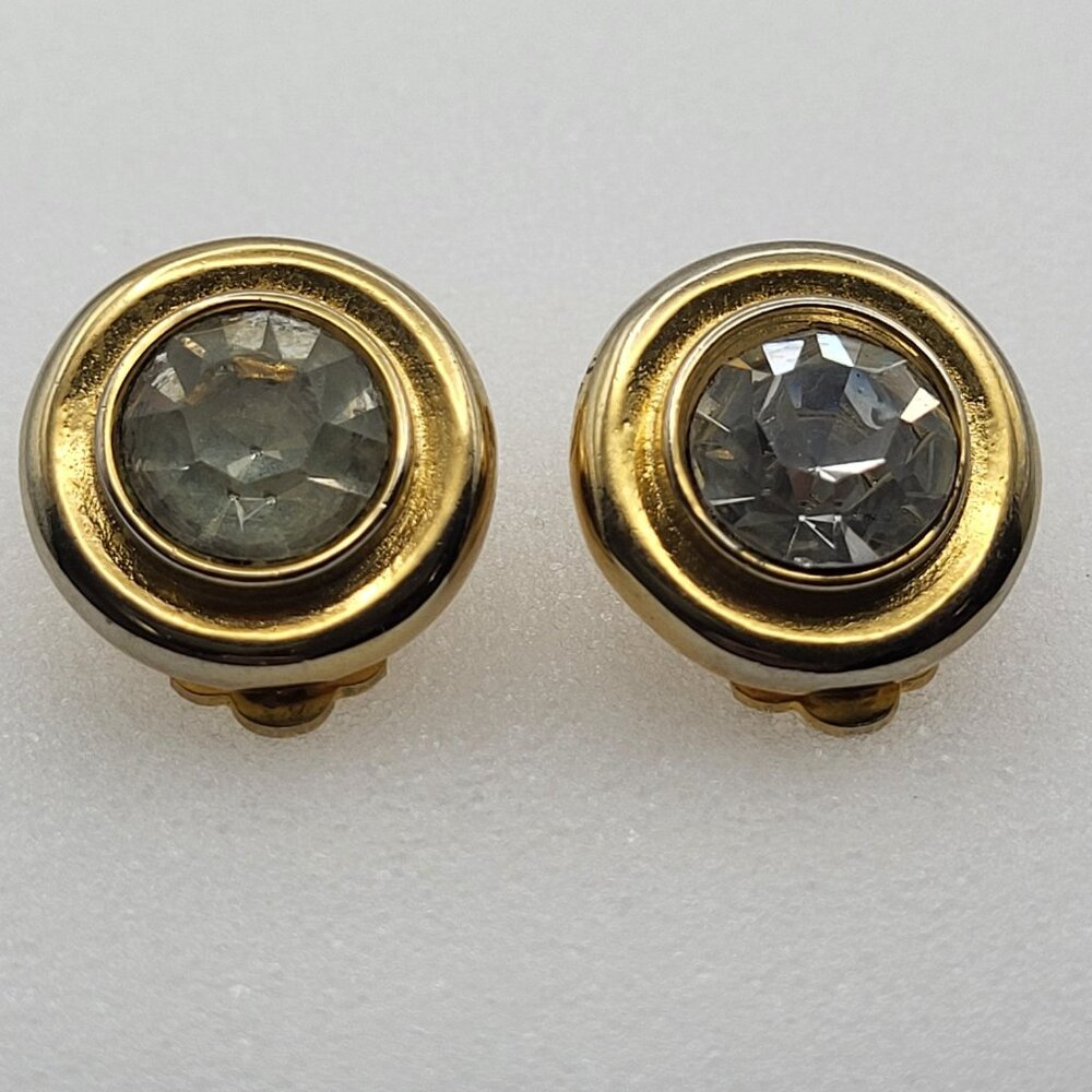 Vintage Cadoro Gold Tone Clip-On Earrings With Clear Rhinestones